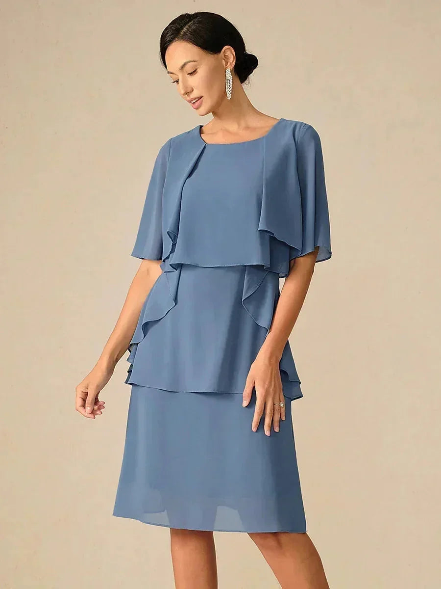 Elegantes mehrlagiges Chiffonkleid