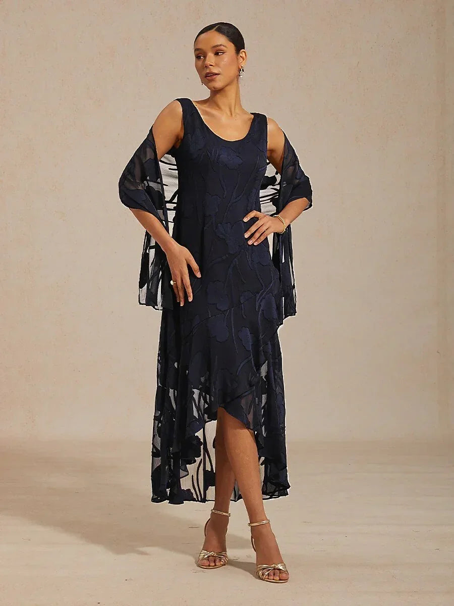 Sheer Floral Chiffon Shawl