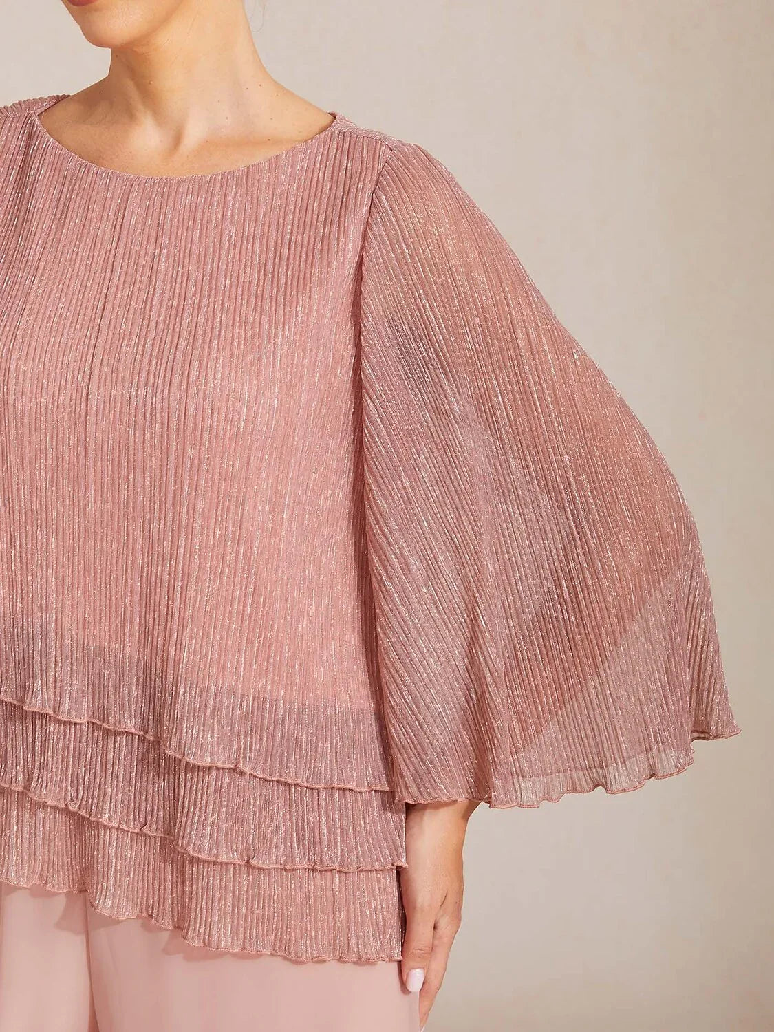 Metallic Chiffon Pleated Blouse