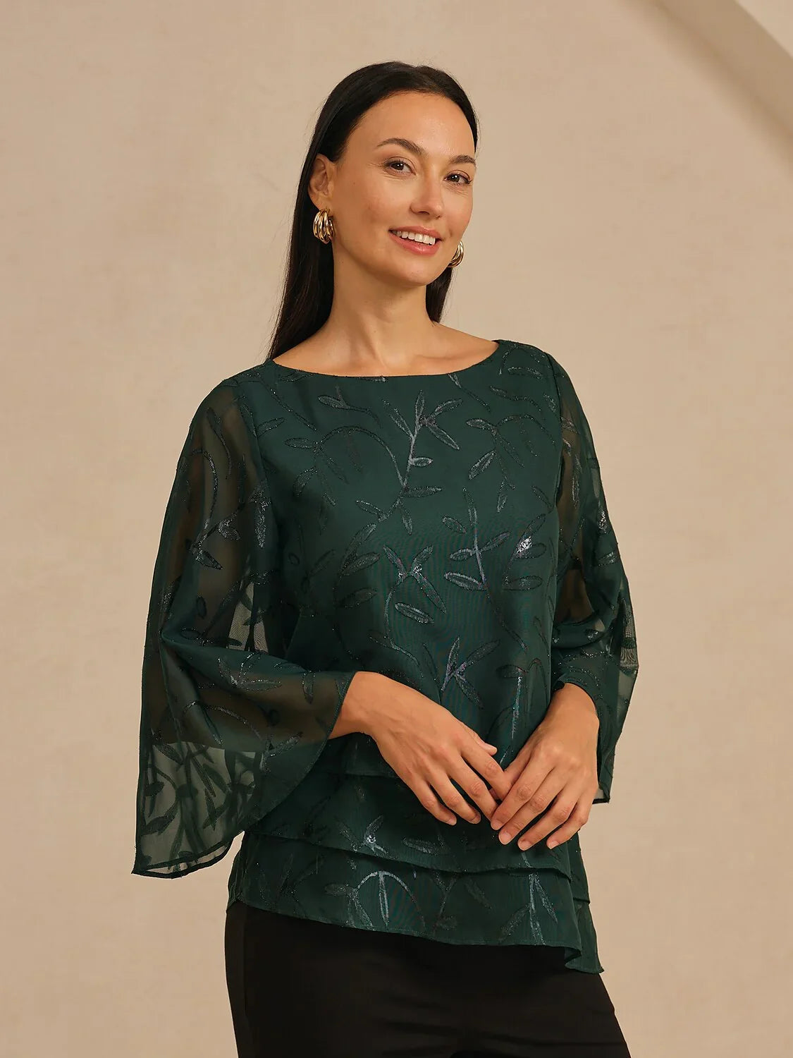Chiffon Leaf Layered Blouse