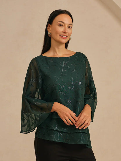 Chiffon Leaf Layered Blouse