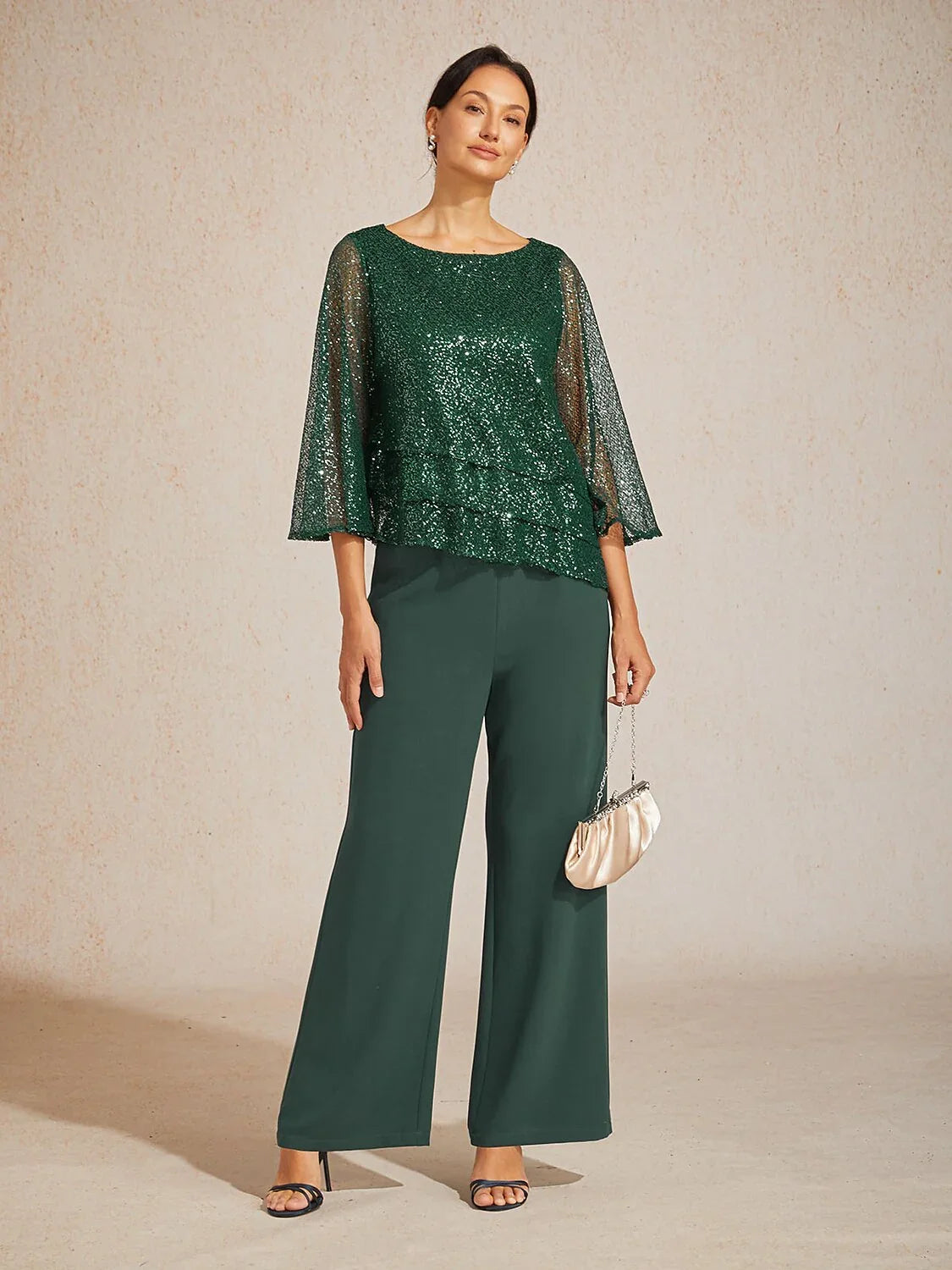 Mid-Rise Elastic Waist Wide-Leg Pants with Pockets