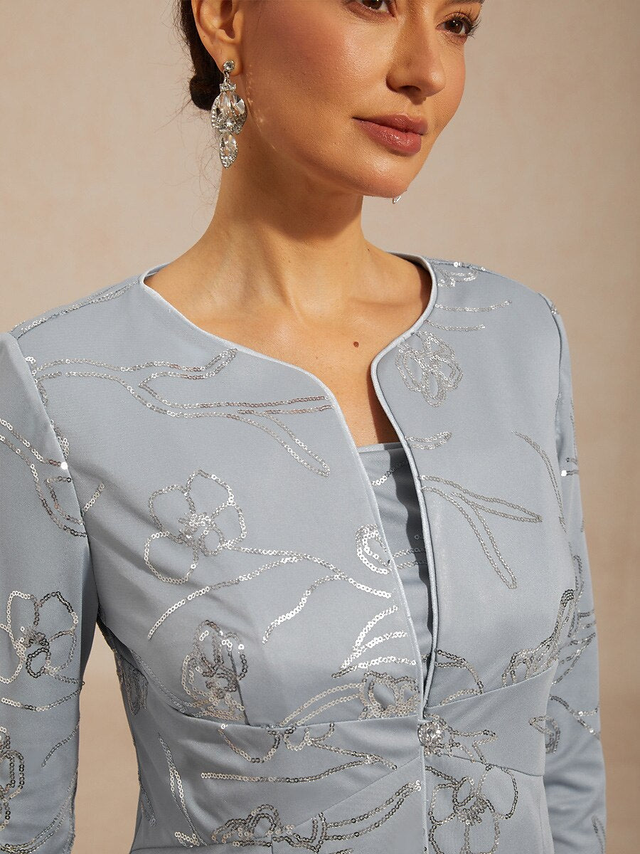 Midi Sequin Embroidered Jacket Dress