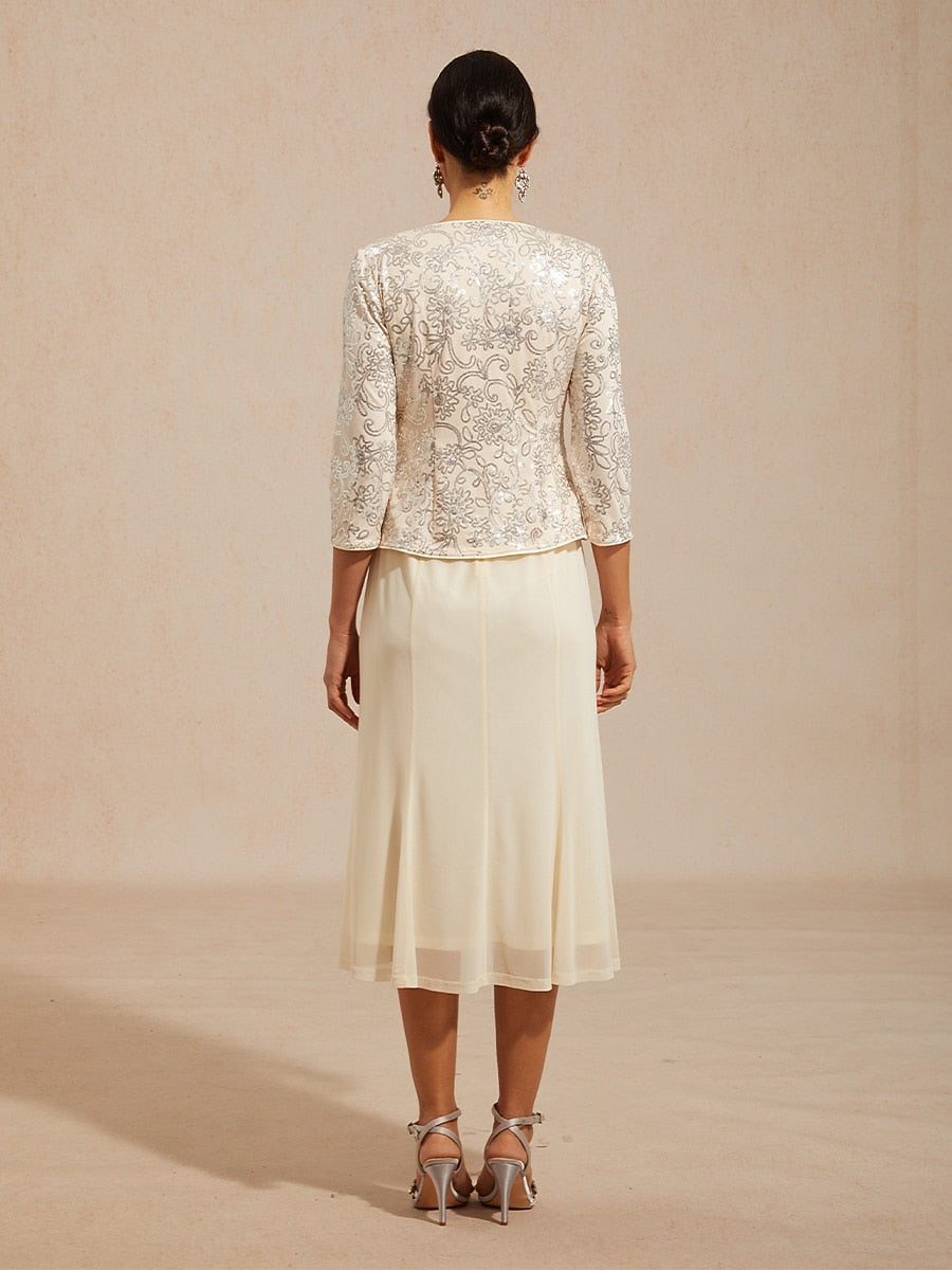 Midi Sequin Embroidered Jacket Dress