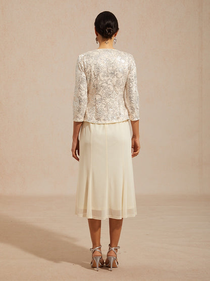 Midi Sequin Embroidered Jacket Dress