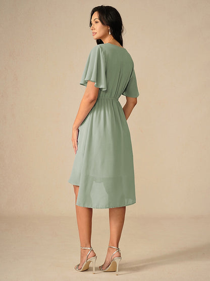 Elegant Pastel Green A-Line Chiffon Dress