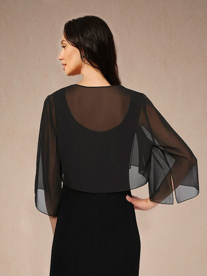 Chiffon Asymmetrical Crop Cover Up