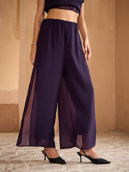 Straight Leg Chiffon Pants