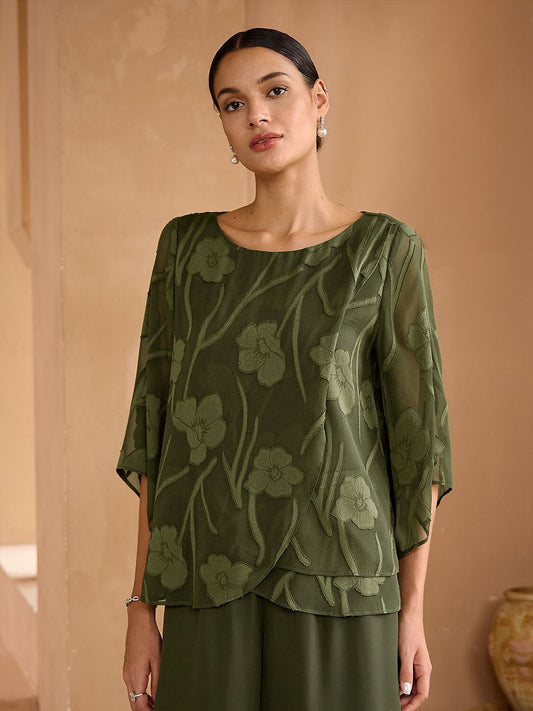 Floral Layered Chiffon Tops