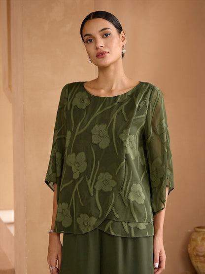 Floral Layered Chiffon Tops
