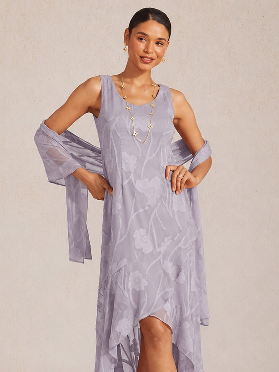 Sheer Floral Chiffon Shawl
