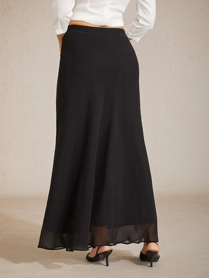 Maxi Chiffon Mid-Waist Skirts