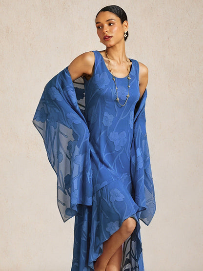 Sheer Floral Chiffon Shawl
