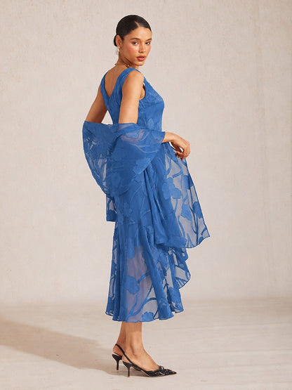 Sheer Floral Chiffon Shawl