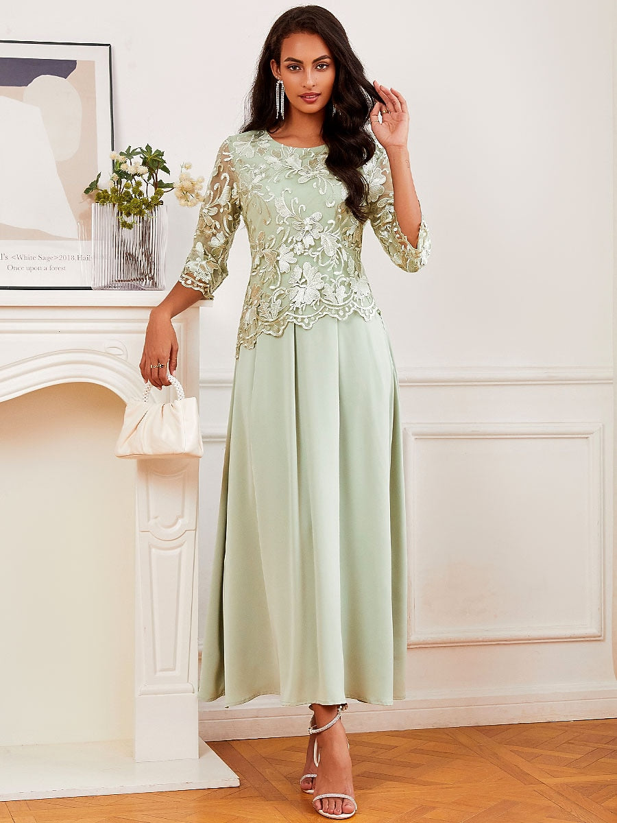 Ruffle Ruched Lace Maxi Dress