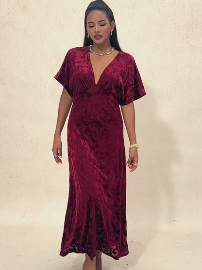 V-Neck Floral Maxi Dress