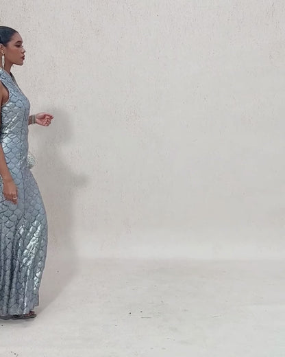 Sleeveless Fitted Mermaid Dress with Sequins