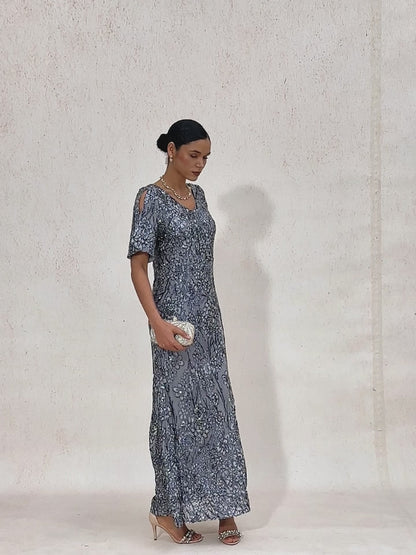 Elegant V-Neck Cold Shoulder Sequin Dress