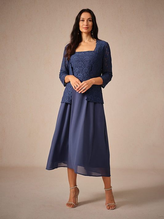 A Line Dress Semi Formal Lace Dress Set