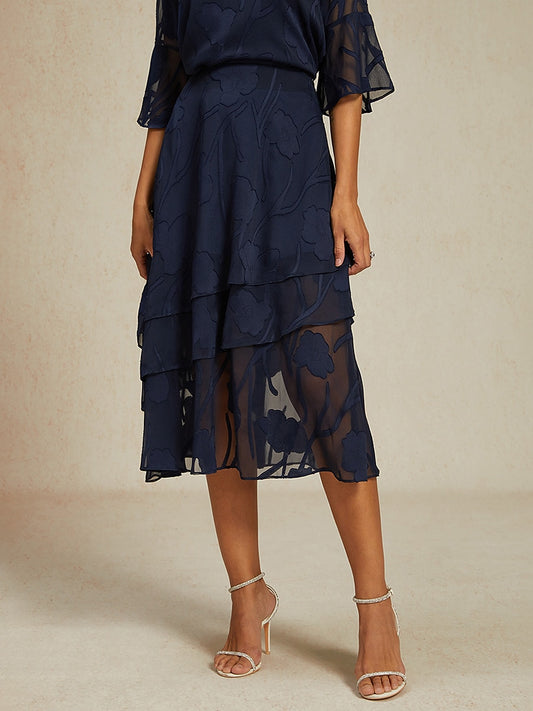 Floral Chiffon Midi Skirt