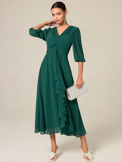 Green Party & Formal Chiffon Dress