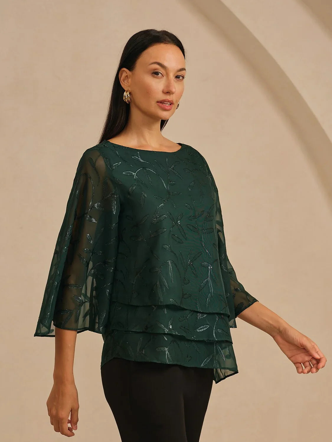 Chiffon Leaf Layered Blouse