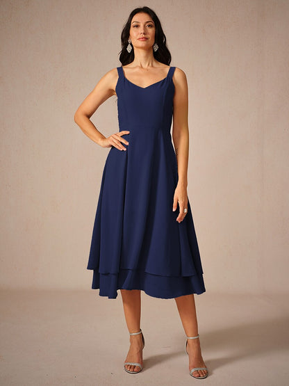 Chiffon Solid Color Lace Dress Set