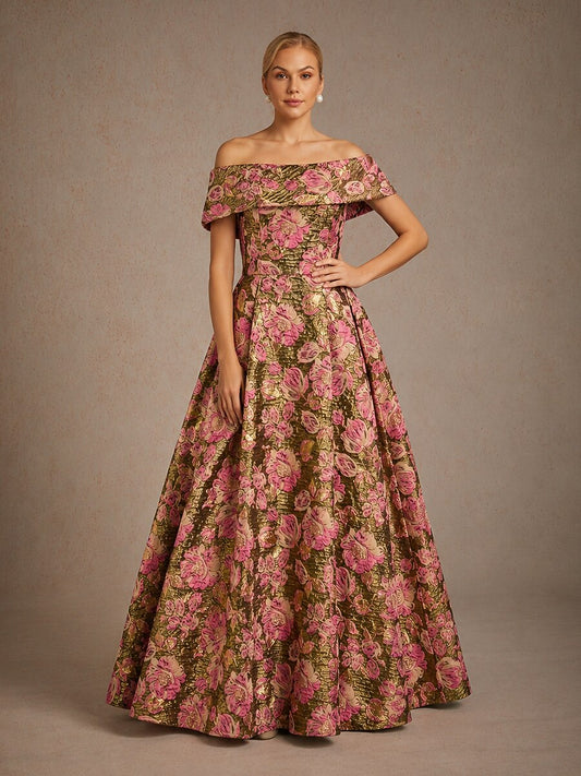 Floral Jacquard Ballgown