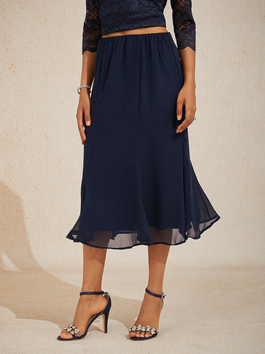 Mermaid Midi Chiffon Mid-Waist Skirts