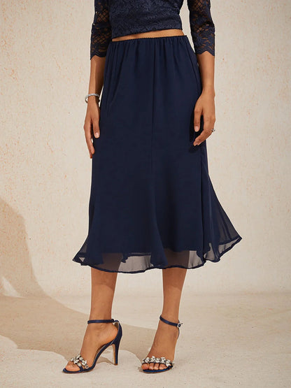 Mermaid Midi Chiffon Mid-Waist Skirts