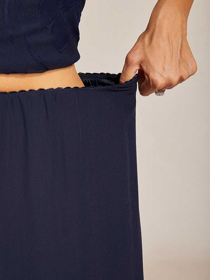 High-Low Overlay Chiffon Skirt with Lining
