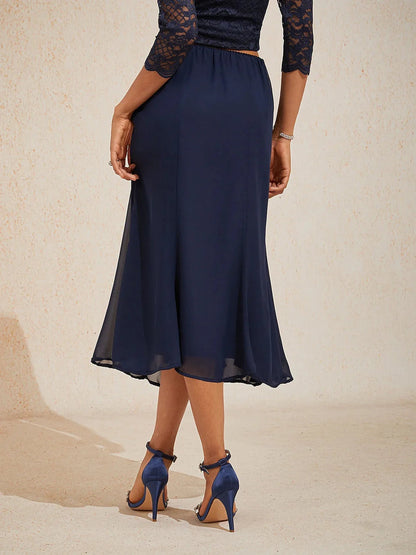 Mermaid Midi Chiffon Mid-Waist Skirts
