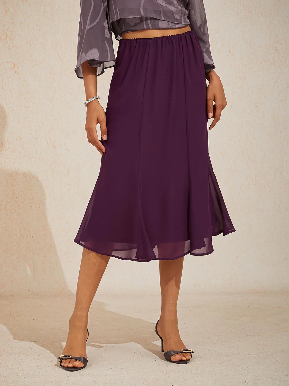 Mermaid Midi Chiffon Mid-Waist Skirts