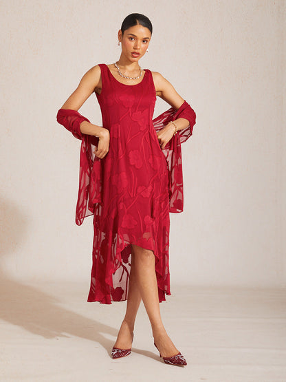 Sheer Floral Chiffon Shawl