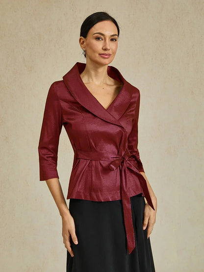 3/4 Sleeve Taffeta Blouse