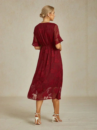 Ruffle Flutter Lace Maxi Dress