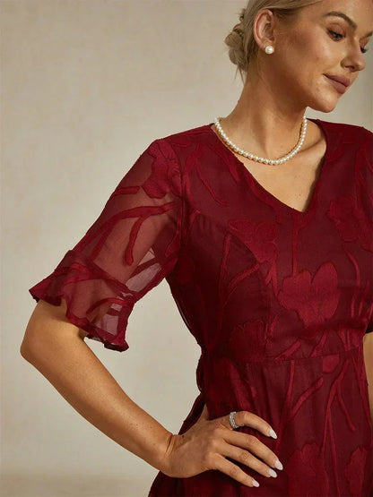 Ruffle Flutter Lace Maxi Dress