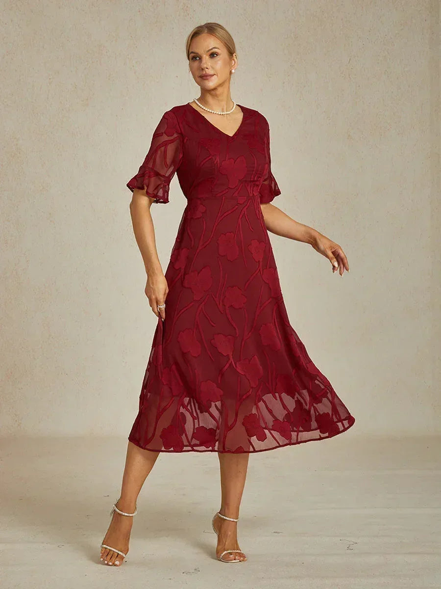 Ruffle Flutter Lace Maxi Dress