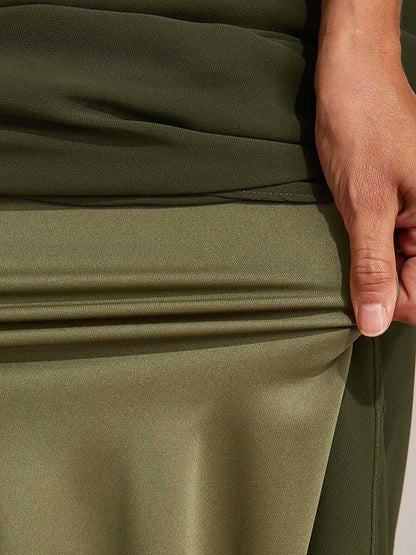 High-Low Overlay Chiffon Skirt with Lining