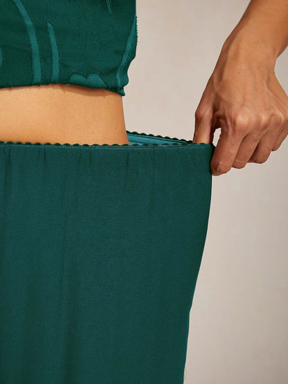 Straight Leg Mid Waist Layered Chiffon Pants