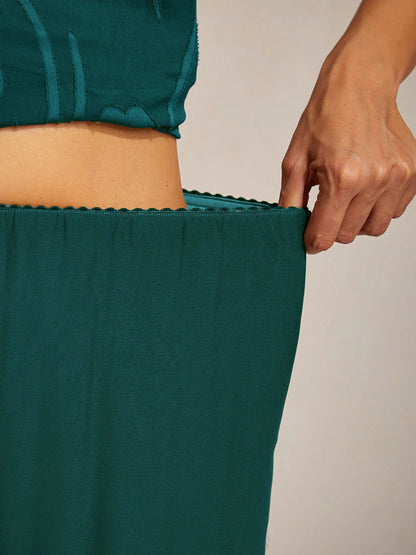 Straight Leg Mid Waist Layered Chiffon Pants