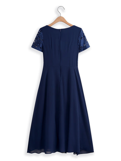 Lace Chiffon Midi Dress