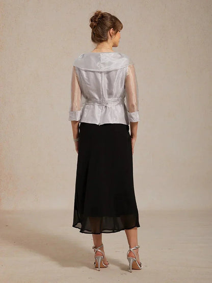 Sheer Organza Collar Tie Dressy Blouse