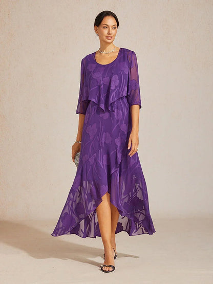 Floral Sheer Chiffon 3/4 Sleeve Shrug