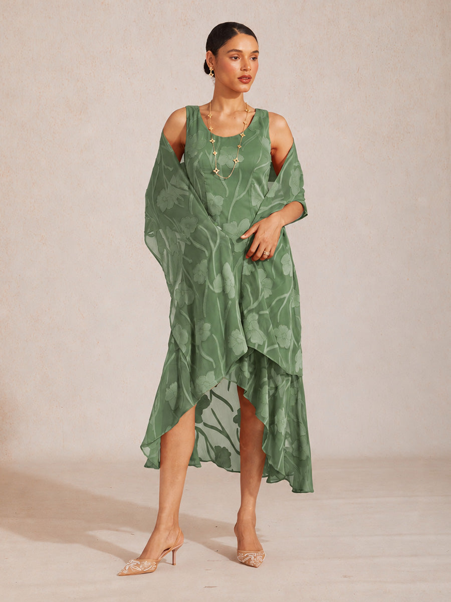 Sheer Floral Chiffon Shawl