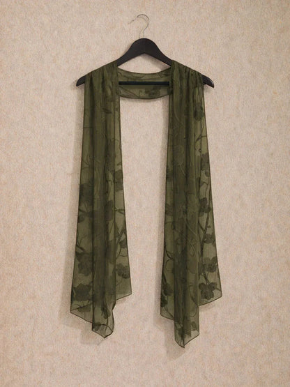 Sheer Floral Chiffon Shawl