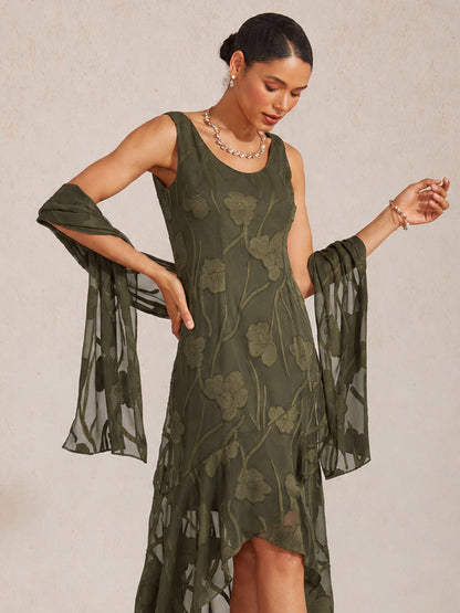 Sheer Floral Chiffon Shawl
