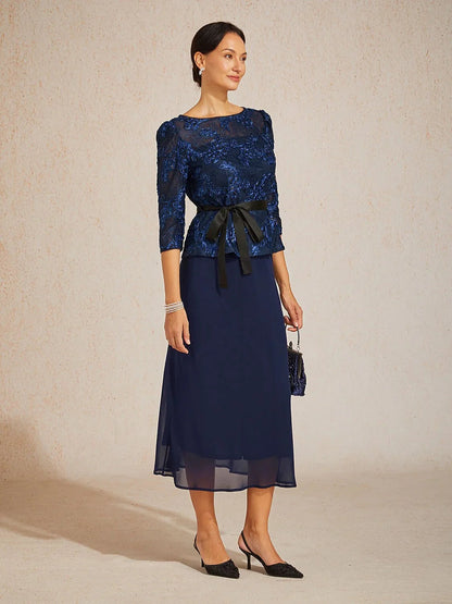 Flowy Panel Chiffon Tea-Length Skirt