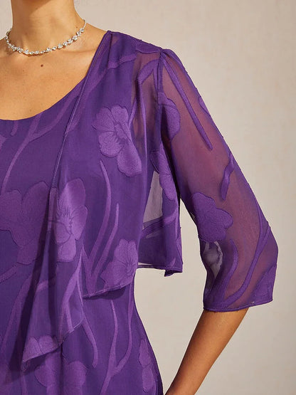 Floral Sheer Chiffon 3/4 Sleeve Shrug