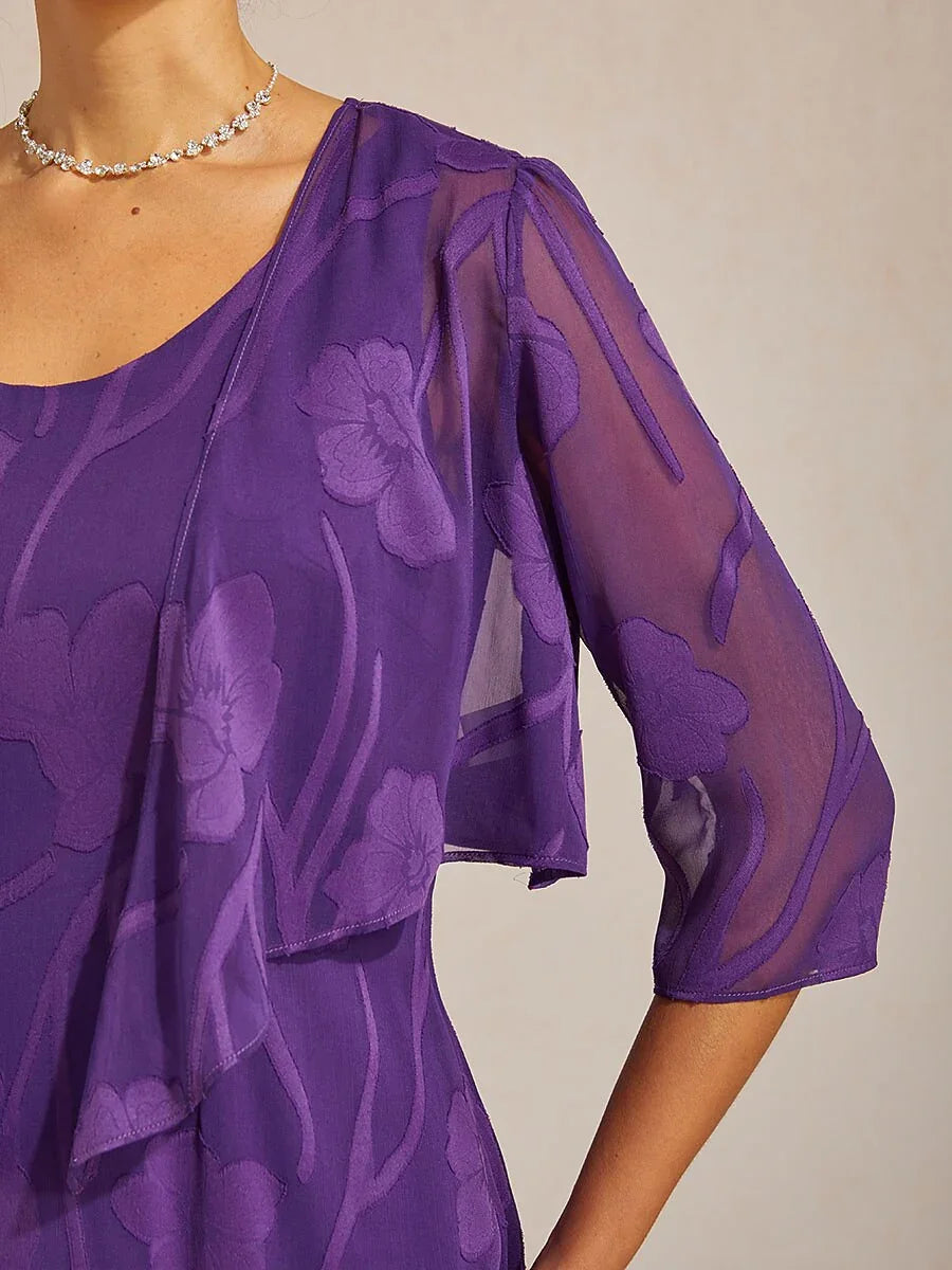 Floral Sheer Chiffon 3/4 Sleeve Shrug